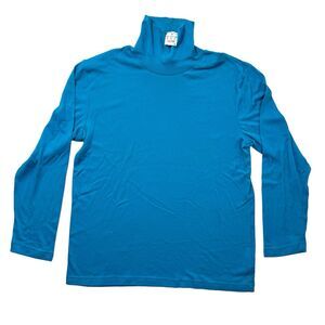 Woman's Christopher & Banks Solid Teal Blue Lightweight Turtleneck Crewneck XL